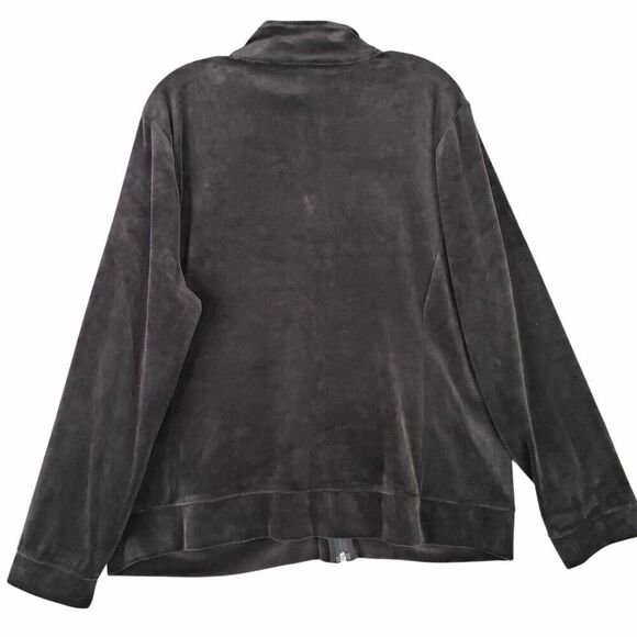 Talbots Velour Jacket Zip Up Womens Size XL Black Velvet Long Sleeve Pockets New - Picture 3 of 8